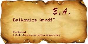 Balkovics Arnó névjegykártya